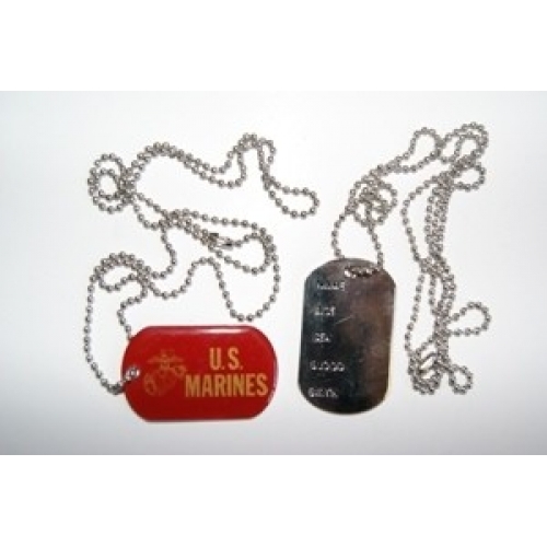 MARINES RED DOG TAG NECKLACE